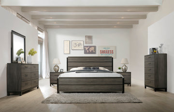 Ioana Antique Grey Wood 6 Piece King Size Bedroom Set, Dresser, Mirror, 2 Night Standschest Box Spring Required King Gray Wood Gray 6 Piece Set Bedroom Bed Included,Chest Included,Dresser Included,Mirror Included,Nightstand Included Contemporary,Modern