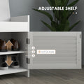 Homcom Shoe Bench, Entryway Bench With Shoe Storage, Cushion, Hidden Compartments, Adjustable Shelves And Shutter Doors, 35.4
