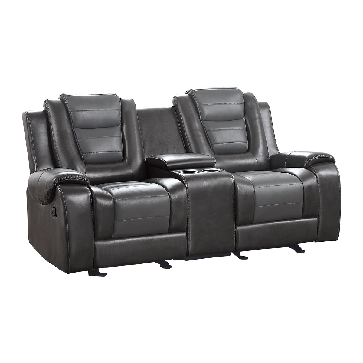 Modern Luxury Living Room Sofa Set 3Pc Reclining Sofa Loveseat Glider Reclining Chair Formal Furniture Premium Faux Leather Upholstery Comfortable Two Tone Gray Finish Dark Gray,Light Gray Faux Leather Wood Primary Living Space Luxury,Modern