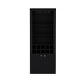 Nero 74 Inch Tall Bar Cabinet 4 Tier Modern Bar Cabinet With Glass Holder Stemware Rack, Wine Cabinet, Liquor Cabinet, 10 Bottle Cubbies And 4 Shelves. Black Primary Living Space Modern Particle Board Shelves Included Engineered Wood