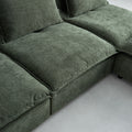 Modern Armless L Shaped Sectional Sofa Couch With Ottoman Modular Design, Durable Construction, Easy Care Upholstery For Living Room, Apartment, Office, Small Space Green Wood Medium Soft Chenille 4 Seat