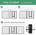 Dog Playpen 24 Inch 8 Panels, Heavy Duty Metal Pet Playpen Indoor Outdoor For Camping, Yard, Rv, Garden Fence, Privacy Patio, Black Black Metal