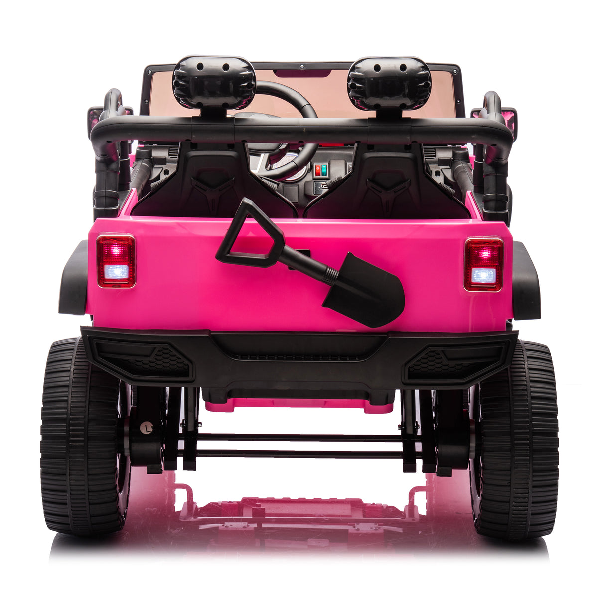24V Two Seater Kids Ride On Truck Car W Parents Control,200W*2,Seat Width 20.28In,Four Wheel Suspension,Led Lights,Music,Mp3,Bluetooth,Two Independent Seat Belts,Suitable For Off Road For Kids Aged 3 Pink 100 149 Lbs Polypropylene