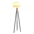 Sway Brassed Gold Floor Lamp With On Off Switch Triple Legs White Fabric Shade Black,Gold,White Table&Floor Lamps Fabric,Metal