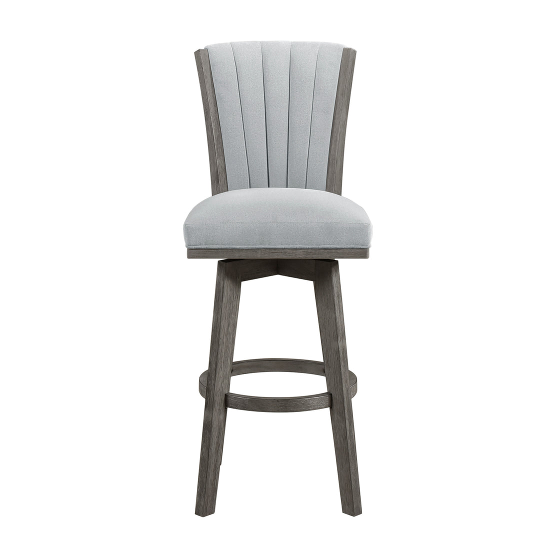 Gray Finish Set Of 2 Pub Height Chairs Swivel Seat Tufted Fabric Upholstered Solid Wood Dining Furniture Transitional Style Gray Dining Room Transitional Solid Wood