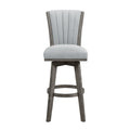 Gray Finish Set Of 2 Pub Height Chairs Swivel Seat Tufted Fabric Upholstered Solid Wood Dining Furniture Transitional Style Gray Dining Room Transitional Solid Wood