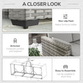 Outsunny Wicker Patio Couch, Pe Rattan 3 Seat Sofa, Outdoor Furniture With Deep Seating, Cushions, Steel Frame, Gray Gray Steel