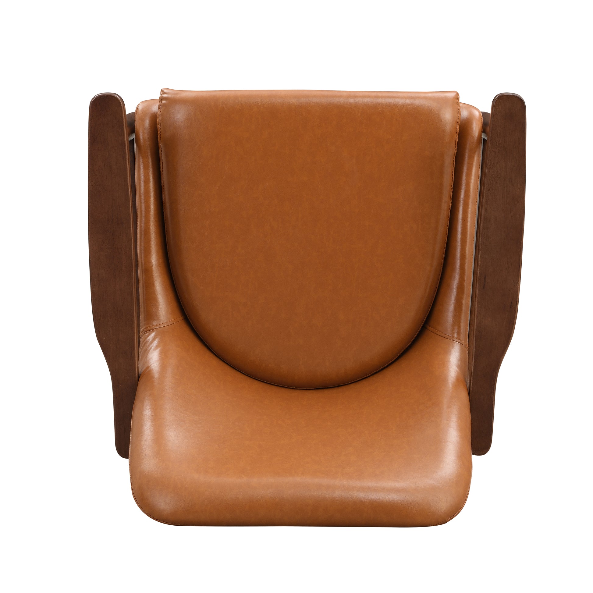 Amber Faux Leather Modern Lounge Chair Brown Pu Leather,Solid Wood