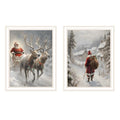 2 Piece Vignette On The Eve Of Christmas White Framed Wall Art For Living Room, Holiday Wall Art Print For Home Decor, Bedroom Wall Art By Jo Moulton Multicolor Wood Paper