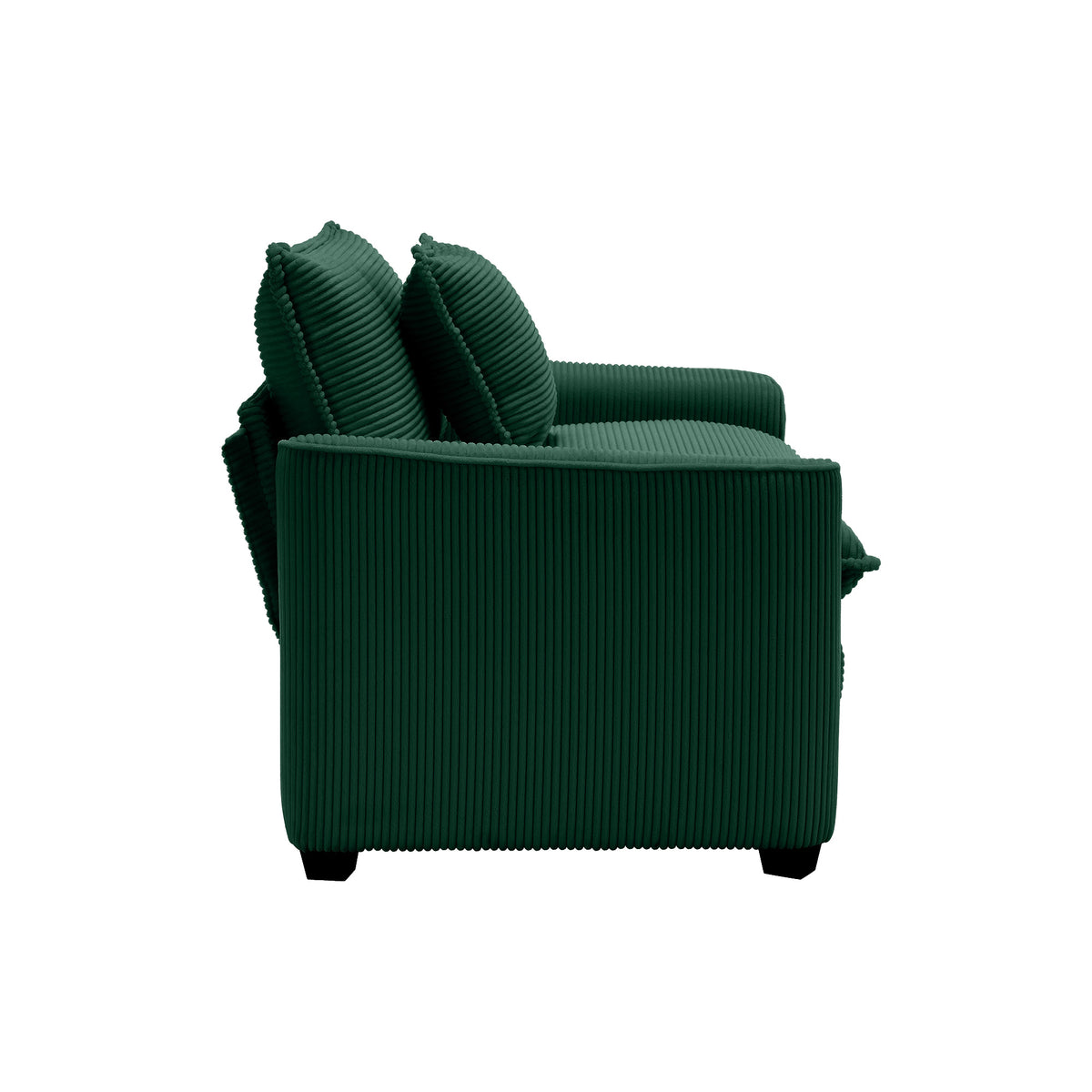 Mid Century Modern Sectional Set Of Two, One 3 Seater Sectional And One Single Seater Sectional With 2 Arm Pillows And 4 Throw Pillows, Living Room Sectional Green Corduroy Fabric Green Corduroy 3 Seat