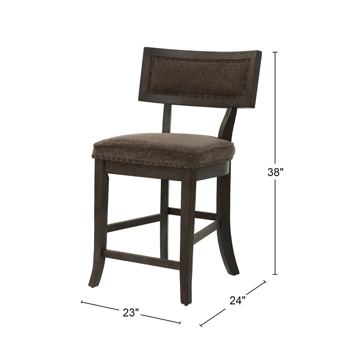 Set Of 2 Dining High Chairs With Fabric Upholstery Cushion, Espresso Solid Espresso Dining Room Dining Chairs Set Of 2 Rubber Wood