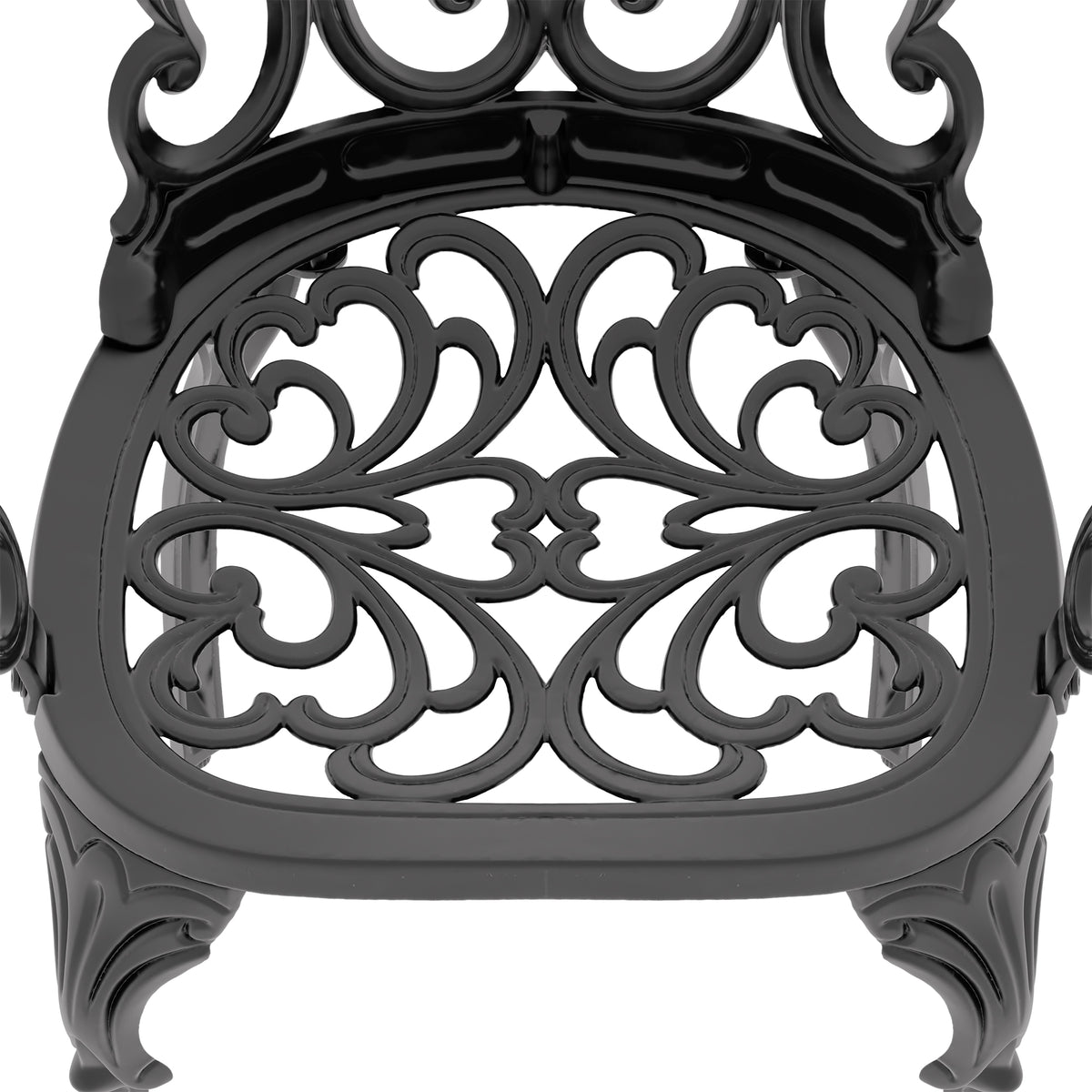 Cushions In Random Colors 5 Piece Set Of Cast Aluminum Patio Furniture With Cushions Yes Dining Set Black Seats 4 Rust Resistant Frame Water Resistant Cushion Garden & Outdoor Complete Patio Sets