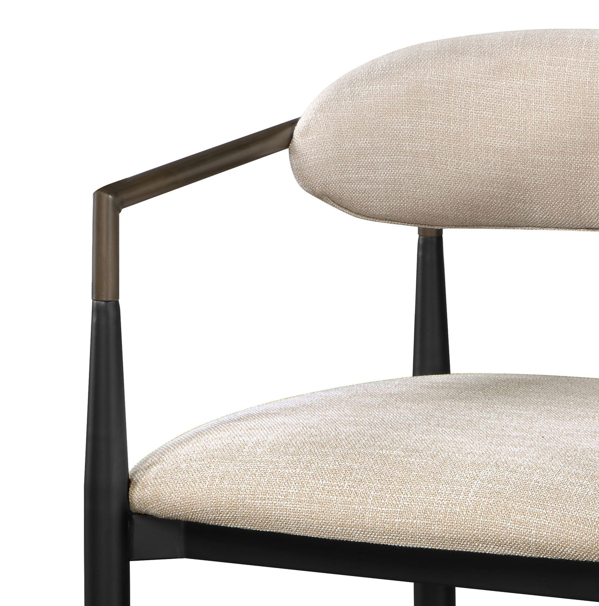 Jaramillo Beige Linen & Black Finish Side Chair Set Of 2 Beige Linen,Metal,Synthetic Wood