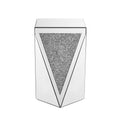 Inverted Triangular Mirror Square Table, Crystal Diamond Inlaid Coffee Table, Silver Glass Side Table Suitable For Corridors, Living Rooms, Corners, Bedrooms, Sofas Silver Mirrored Finish Desk And Chair Set Primary Living Space American Design