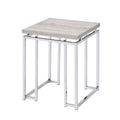 Natural Oak And Chrome End Table With Metal Sled Base Oak Primary Living Space Modern Square Wood Metal Sled