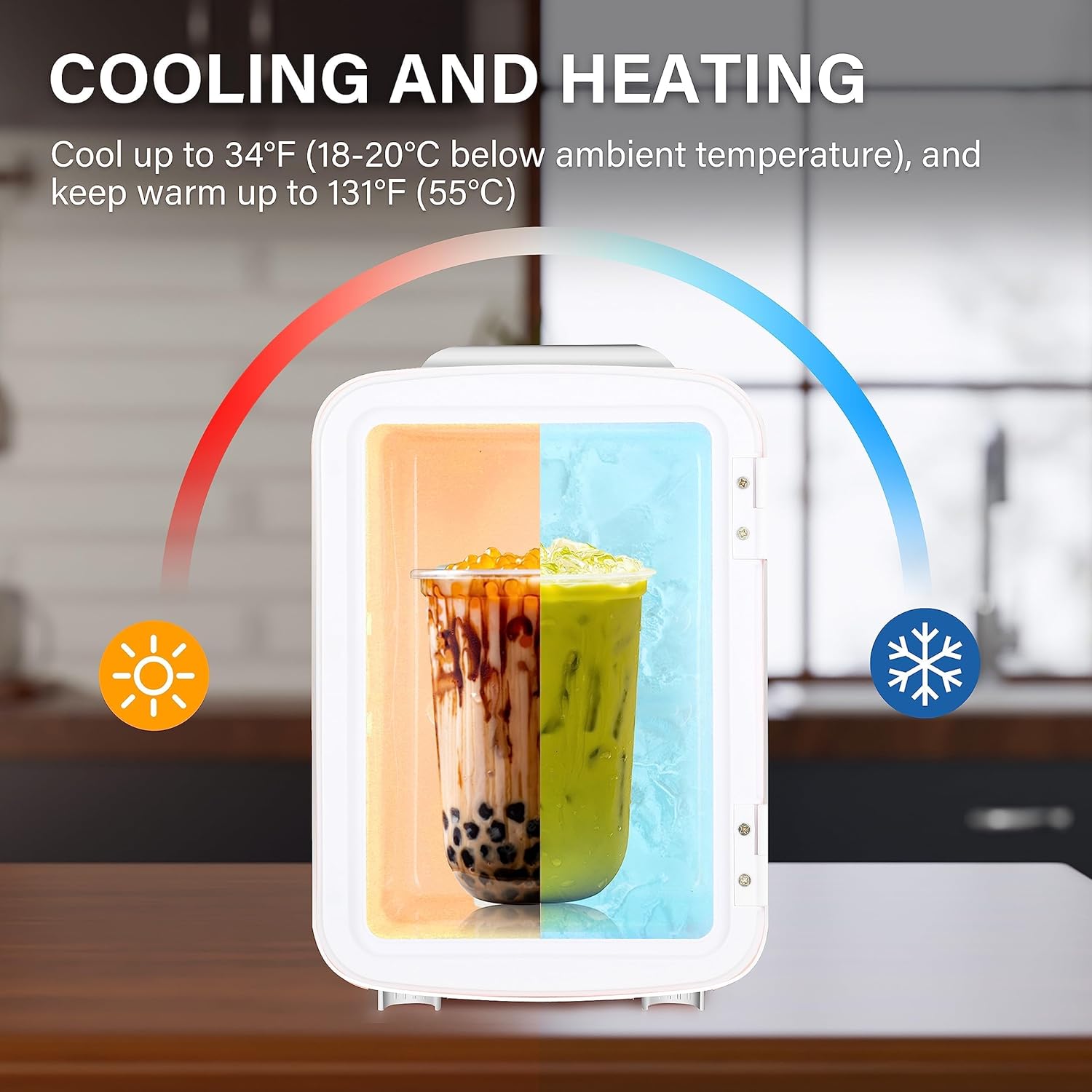 4L 6 Can Portable Mini Fridge Warmer & Cooler Compact Refrigerators 100% Freon Free, For Food, Drink, Skincare, White White Polypropylene