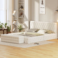 2 Pieces Bedroom Sets Queen Size Upholstered Bed With Rectangular Upholstered Ottoman For Bedroom,White Queen White 2 Piece Set Solid Wood Mdf