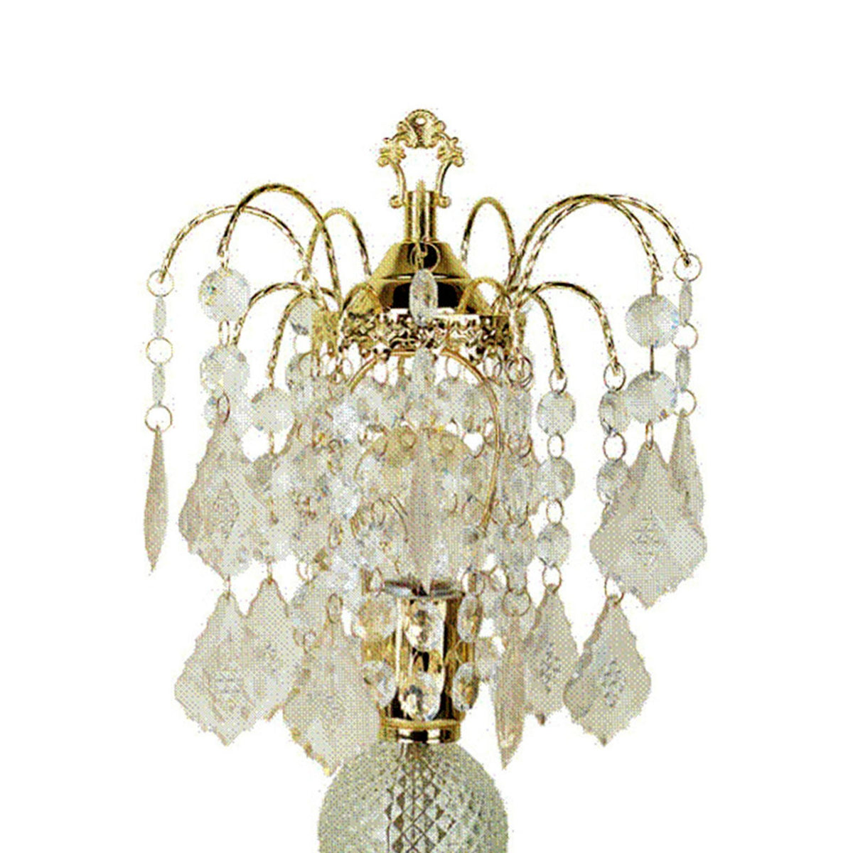 15" Tall Steel Table Lamp With Gold Finish, Glass Decor Multicolor Ceramic