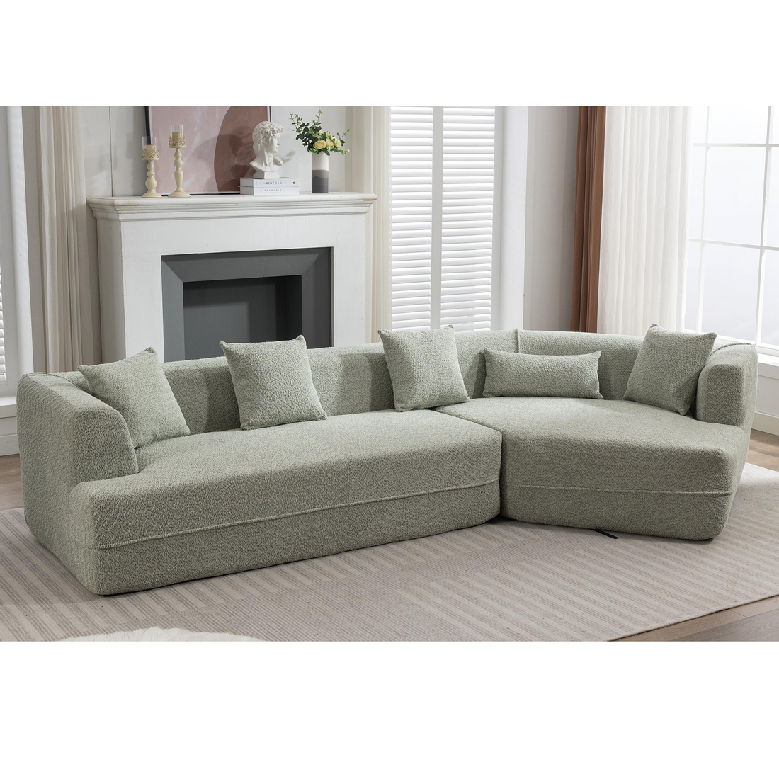 And Upgraded Extended Edition Modular Sofamodern Minimalist Style Sofa, Upholsteredfree Combination, Round Fiber Fabric, Anti Wrinkle Fabric,Dimension Extension,Green Green Polyester Primary Living Space Medium Soft Tight Back Modern Flared Arms Fiber
