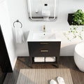 30 Inch Bathroom Vanity With Sink And 2 Soft Close Drawers, Golden Handle Bvb01030Bctg Bl9075B Black Chestnut Bathroom Modern Plywood
