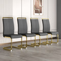 Table And Chair Set. Modern Dining Table With Mdf Top And Beautiful Mdf Legs. Equipped With Comfortable Pu Chairs And Metal Legs. Suitable For A Wide Range Of Decorative Styles. Black,Gray Seats 4 Mdf