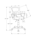 Office Chair, Adjustable Height, Swivel, Ergonomic, Armrests, Computer Desk, Work, Juvenile, Grey Mesh, Black Metal, Contemporary, Modern Grey Foam Polyester