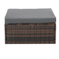 Patio Furniture, Outdoor Furniture, Seasonal Pe Wicker Furniture, 5 Set Wicker Furniture With Tempered Glass Coffee Table Brown Seats 4 Pe Rattan Iron Waterproof Fabric