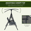 Outsunny 2 Seat Patio Swing Chair, Outdoor Canopy Swing Glider With Pivot Storage Table, Cup Holder, Adjustable Shade, Bungie Seat Suspension And Weather Resistant Steel Frame, Grey Gray Steel