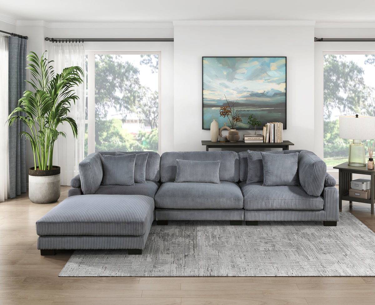 1Pc Modern Living Room Furniture Modular Armless Chair Plush Gray Corduroy Fabric Upholstery Plywood Frame, Matching Pillow Gray Wood Primary Living Space Modern Plywood 1 Seat