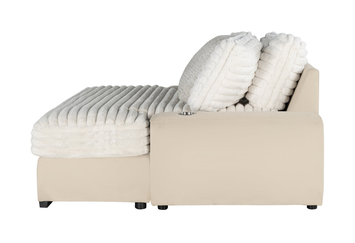 Shine Beige Lounger Sofa With Usb Beige Fabric