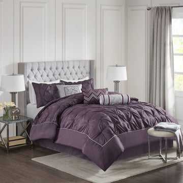 7 Piece Tufted Comforter Set Plum Cal King California King Plum Polyester