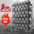 5 Tier Storage Rack, Adjustable Height Shelving, Warehouse Supermarket Basement Storage, Black Requires Assembly 5 Black Nature Standard Horizontal Primary Living Space Open Back Metal Classic