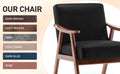 Mid Century Modern Chair, Living Room Chair With Solid Wood Frame, Accent Chair Extra Thick Backrest, Wingback Chair For Bedroom, Reading Room, Living Room, Lounge Chair Indoor Black Pu Primary Living Space Mid Century Modern Foam Pu Leather