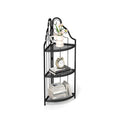 3 Tier Corner Open Shelf,Bookcase Freestanding Shelving Unit,Plant Stand Small Bookshelf For Living Room, Home Office, Kitchen, Small Space Black Corner Office American Design,Rustic Iron