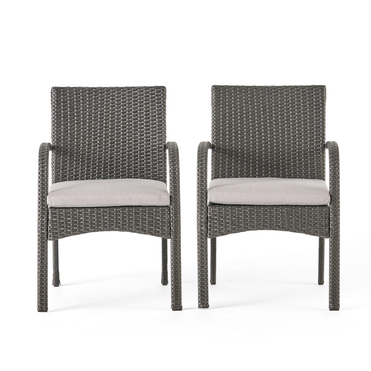 Cordoba Kd Pe Wicker Dining Chair Grey Pe Rattan Iron Waterproof Fabric