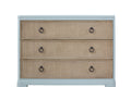 Ocean Finish 3 Drawers Hall Chest With Cane Fronts Light Blue Solid Wood Mdf Resin