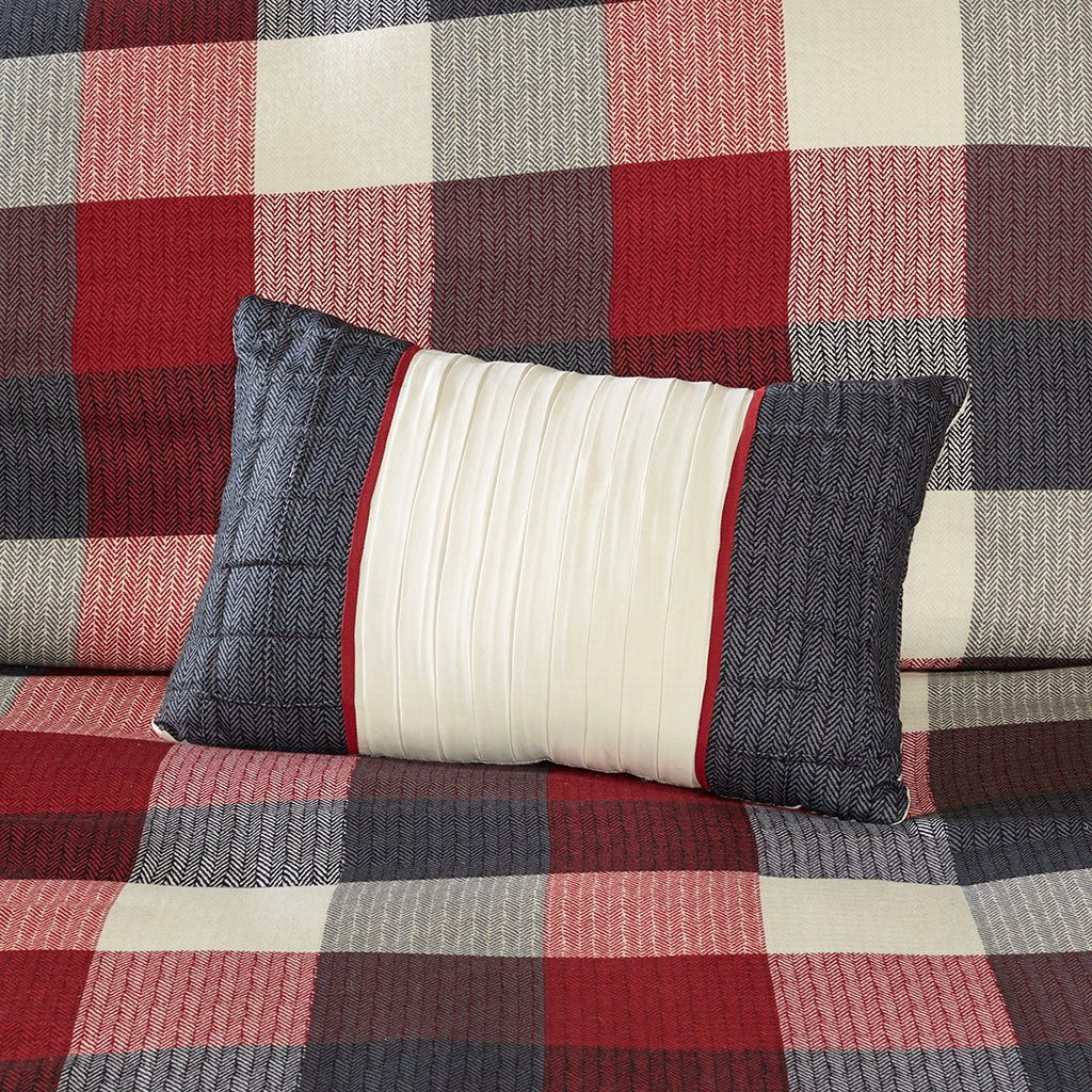 6 Piece Herringbone Duvet Cover Set Queen Multicolor Polyester