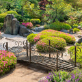 Outsunny 6' Metal Arch Backyard Garden Bridge, Safety Siderails, Arc Footbridge For Backyard Creek, Stream, Pond, Bronze Bronze Steel