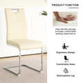 Modern Simple Rectangular Glass Dining Table, Solid Tempered Glass Tabletop, Electroplated Table Legs, Light Yellow Pu Dining Chair Set, Suitable For Restaurant Kitchen Use Set Of 7 Upholstered Chair Glass Light Yellow Seats 6 Metal Rectangular Dining