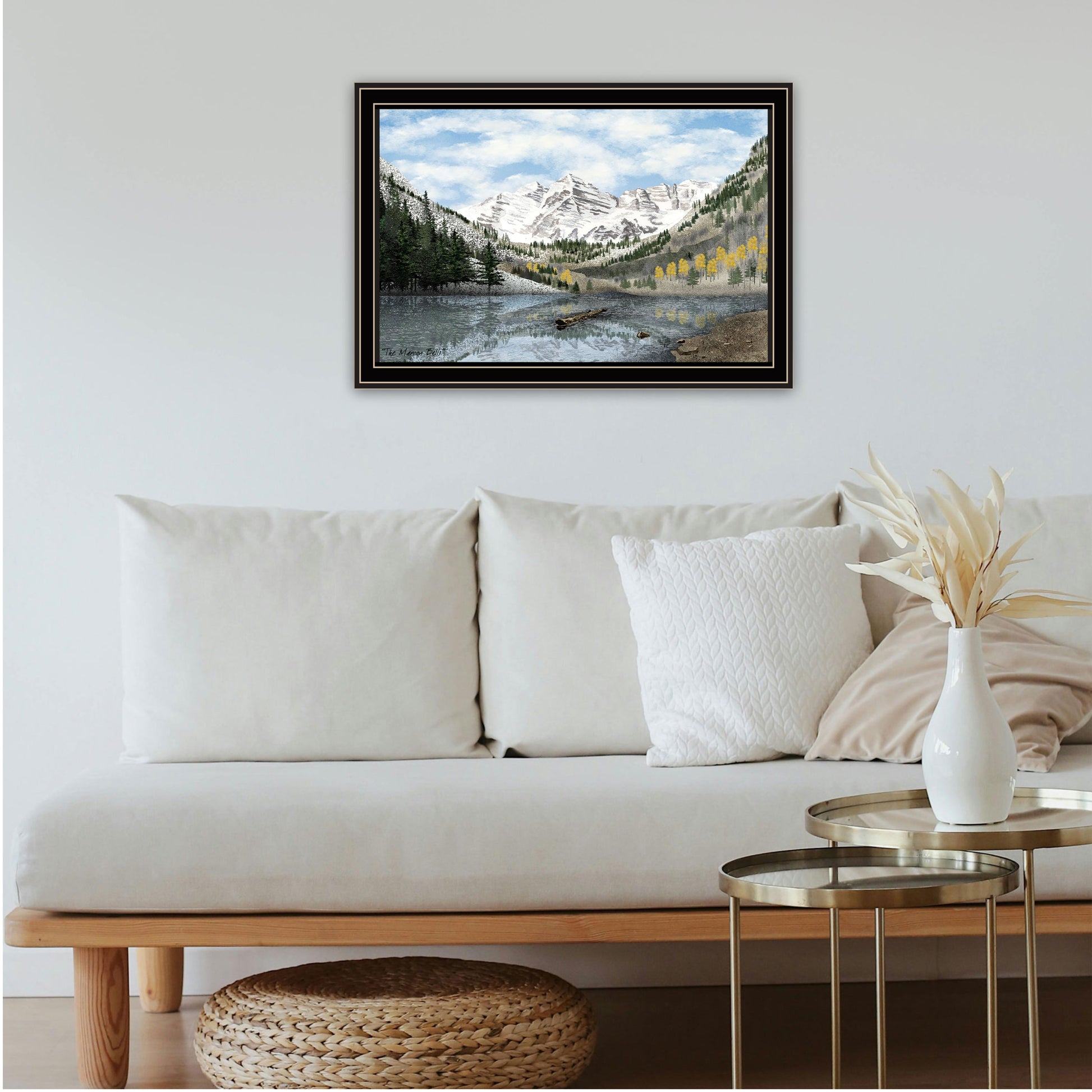 The Maroon Bells Black Framed Wall Art For Living Room, Bedroom Wall Art Print For Home Decor By Billy Jacobs Multi Wood Paper
