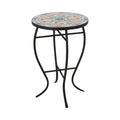 La Crescenta Side Table Yellow Red Ceramic Tile Iron
