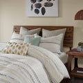 Cotton Printed Duvet Cover Set With Trims Queen Multicolor Cotton