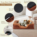 24'' Orthopedic Dog Bed For Small Dog, Memory Foam Dog Bed, Egg Crate Foam Dog Couch Bed With Washable Removable Cover, Brown Brown Faux Fur