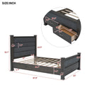 Queen Size Wood Frame Platform Bed With Upholstered Headboard, Footboard And 2 Drawers, Antique Gray Box Spring Not Required Queen Antique Gray Wood Bed Frame Solid Wood Mdf