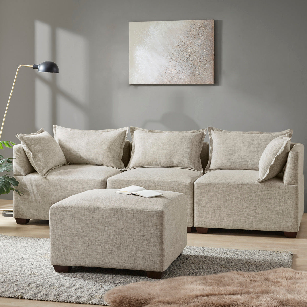 Modular Corner Chair Linen Polyester 1 Seat