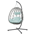 Egg Chair With Stand Indoor Outdoor Swing Chair Patio Wicker Hanging Egg Chair Hanging Basket Chair With Stand For Bedroom Living Room Balcony Gray Steel