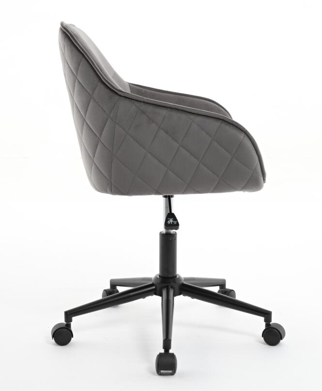 Velvet Office Desk Chair, Modern Home Desk Chair With Wheelsvanity Chairs For Living Room, Bedroom,Study Room Grey Black Foam Polyester Blend