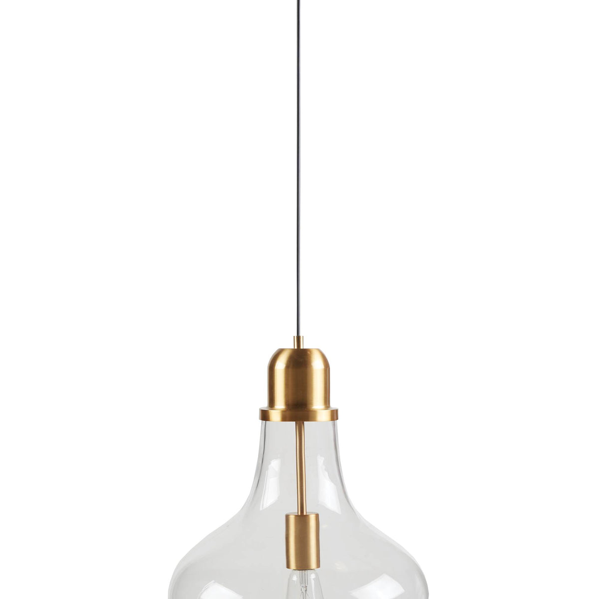 Bell Shaped Glass Pendant Gold Clear Dia.13" Gold Clear Glass Metal