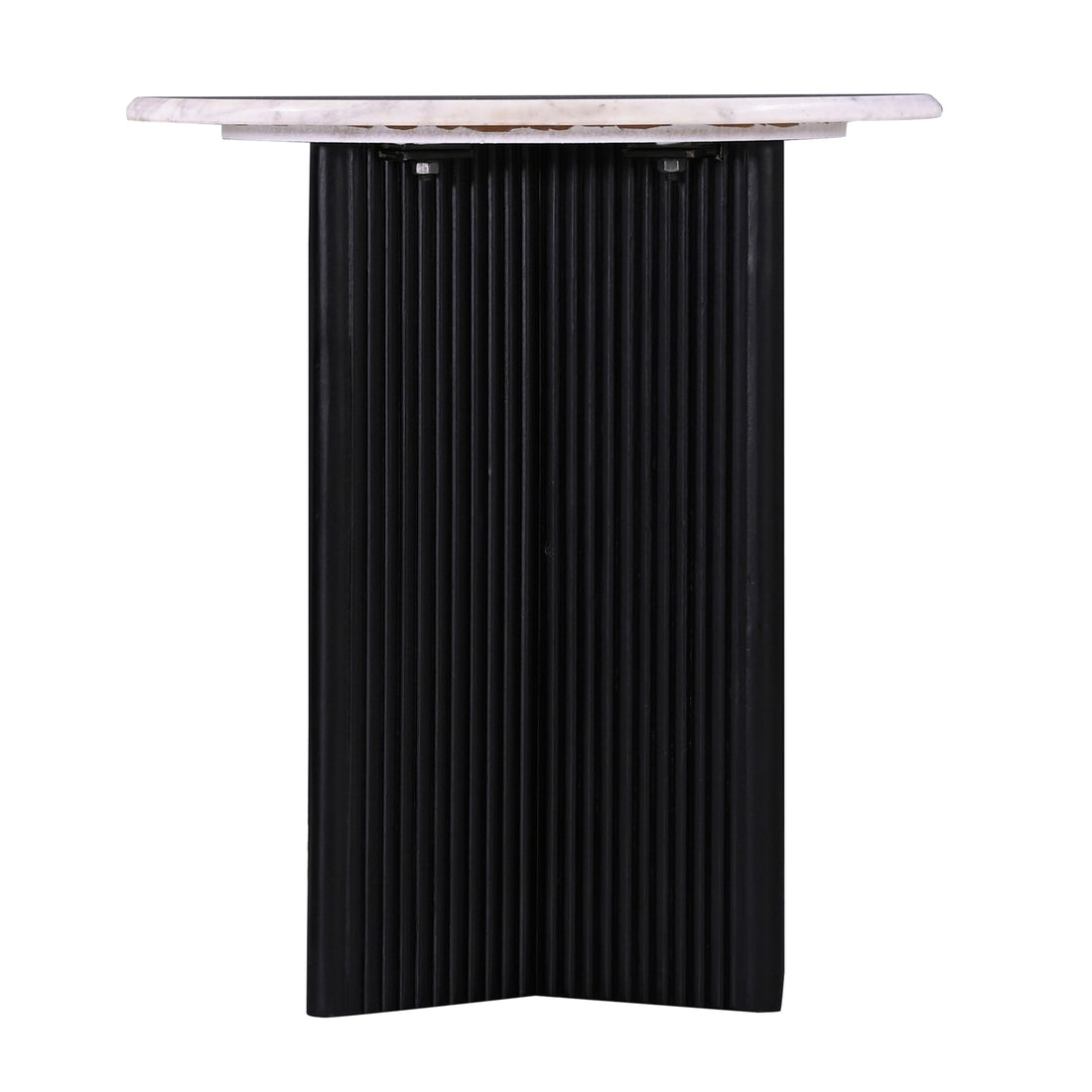 Luxurious Round Mable Topped Pedestal Side End Table, Living Room Accent Table, White Black Black White Primary Living Space Industrial Freestanding Mango Coffee & End Tables Round Marble,Solid Wood Pedestal