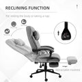 Vinsetto Executive Linen Feel Fabric Office Chair High Back Swivel Task Chair With Adjustable Height Upholstered Retractable Footrest, Headrest And Padded Armrest, Light Grey Grey Polyvinyl Chloride